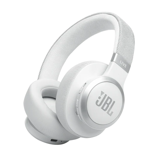 سماعات رأس لاسلكية JBL Live 770NC عازلة للضوضاء توضع على الأذن مع خاصية إلغاء الضوضاء التكيفية الحقيقية، والوعي بالبيئة المحيطة، وعمر بطارية يدوم 65 ساعة