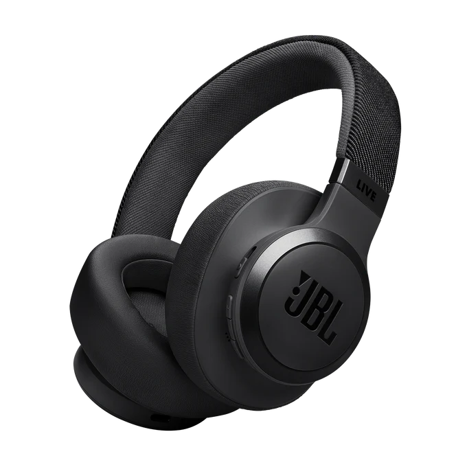 سماعات رأس لاسلكية JBL Live 770NC عازلة للضوضاء توضع على الأذن مع خاصية إلغاء الضوضاء التكيفية الحقيقية، والوعي بالبيئة المحيطة، وعمر بطارية يدوم 65 ساعة