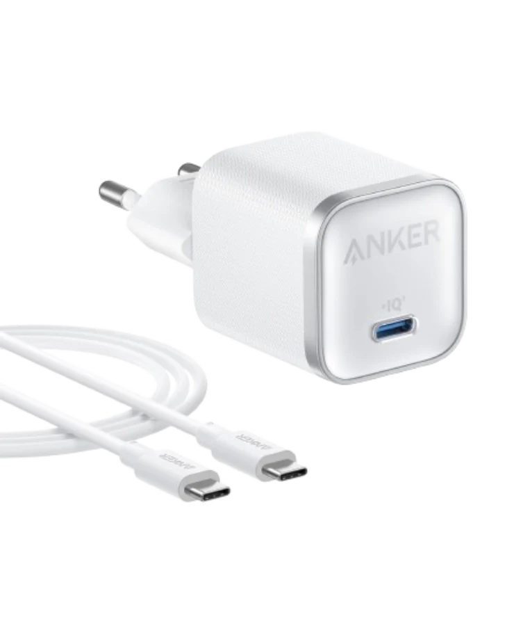 Anker 30W USB-C Fast Charger with 5ft USB-C to USB-C Cable - Nano Technology - Power Delivery (PD) - Foldable Design - Multi-Safety Protection - White/Black
