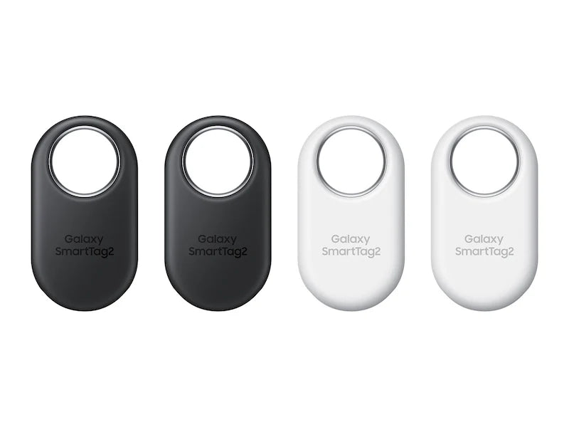 Samsung Galaxy SmartTag2 - 4 Pack (2 Black, 2 White) - Long-Lasting Battery up to 500 Days - IP67 Water Resistant - Compass View - Bluetooth Tracker