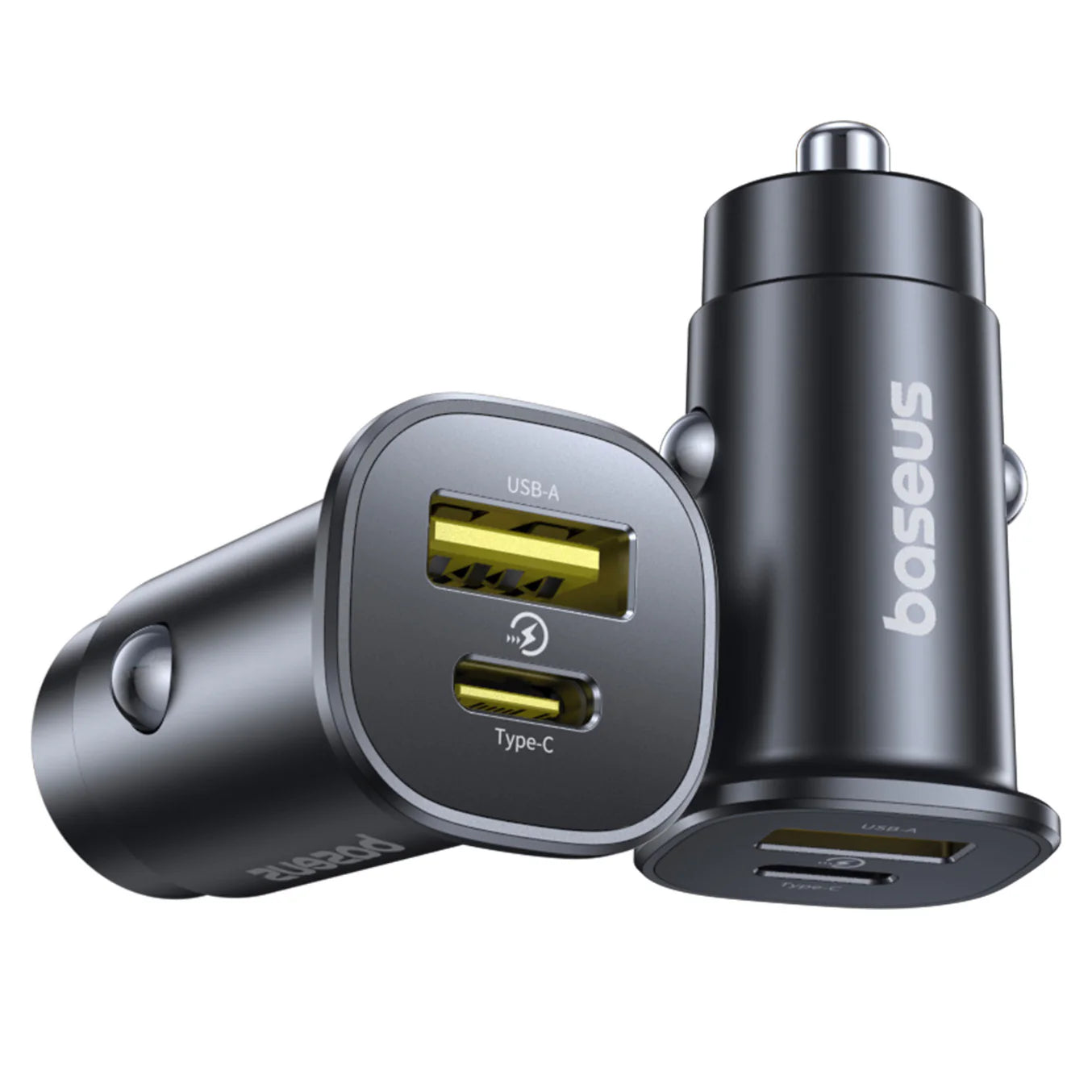 شاحن سيارة بيسوس جو تريب 30 واط شحن سريع - منفذ مزدوج USB-C و USB-A تصميم مدمج