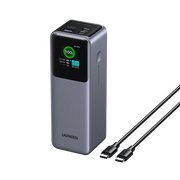 UGREEN Nexode Power Bank 25,000mAh 200W Fast Charging - Smart Digital Display - 3-Port Output (2x USB-C, 1x USB-A) - High Capacity Portable Charger - Grey