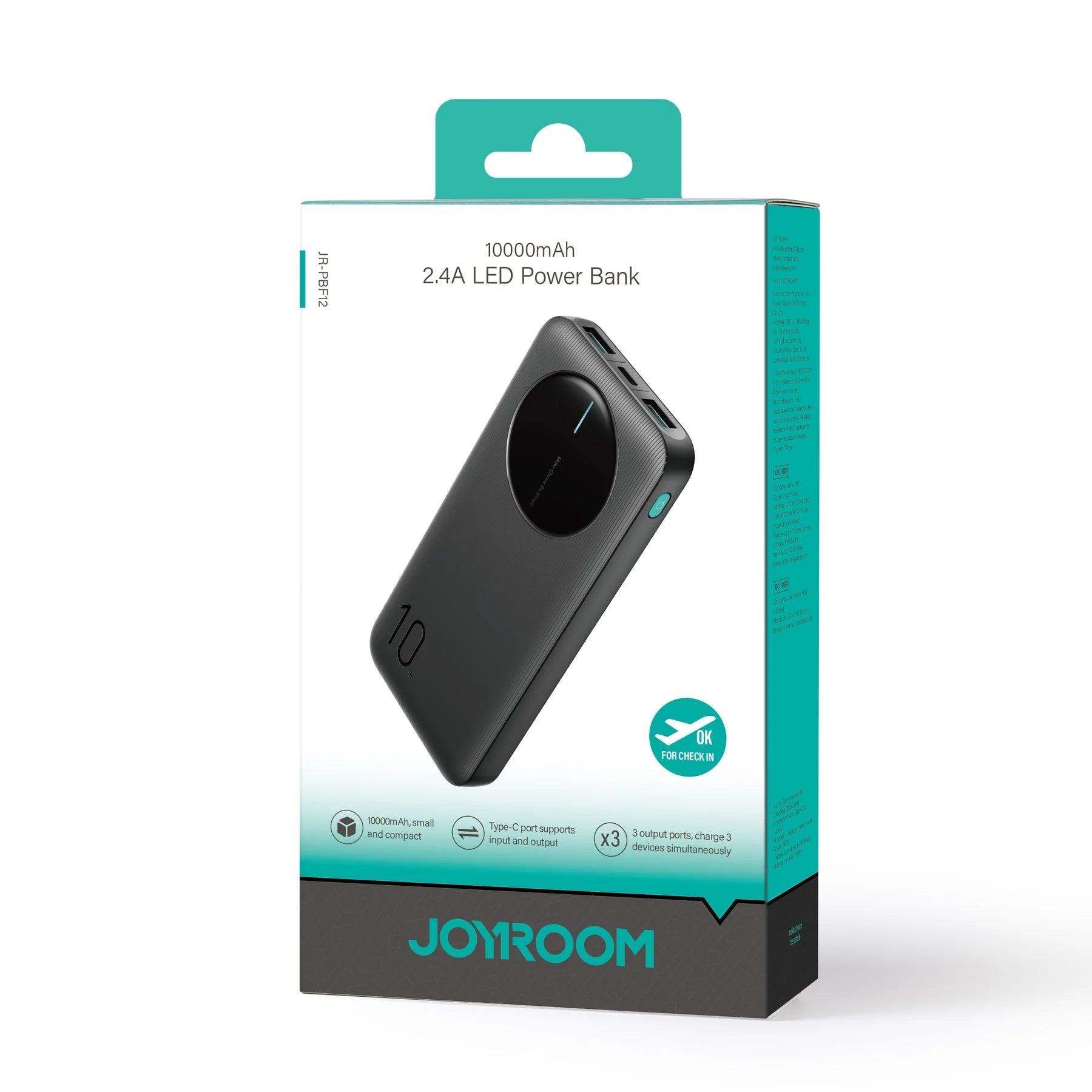 Joyroom JR-PBF12 LED Display Power Bank 10000mAh - 12W Dual USB Output
