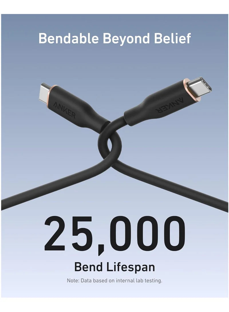 كابل Anker USB-C إلى USB-C بقوة 240 واط، بطول 3 أقدام - شحن سريع ونقل بيانات (أسود)