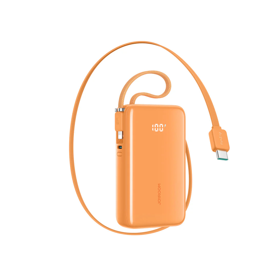 JR-PR2L 35W Mini Power Bank with Built-in Retractable Type-C Cable & Carrying USB-L Cable 10000mAh