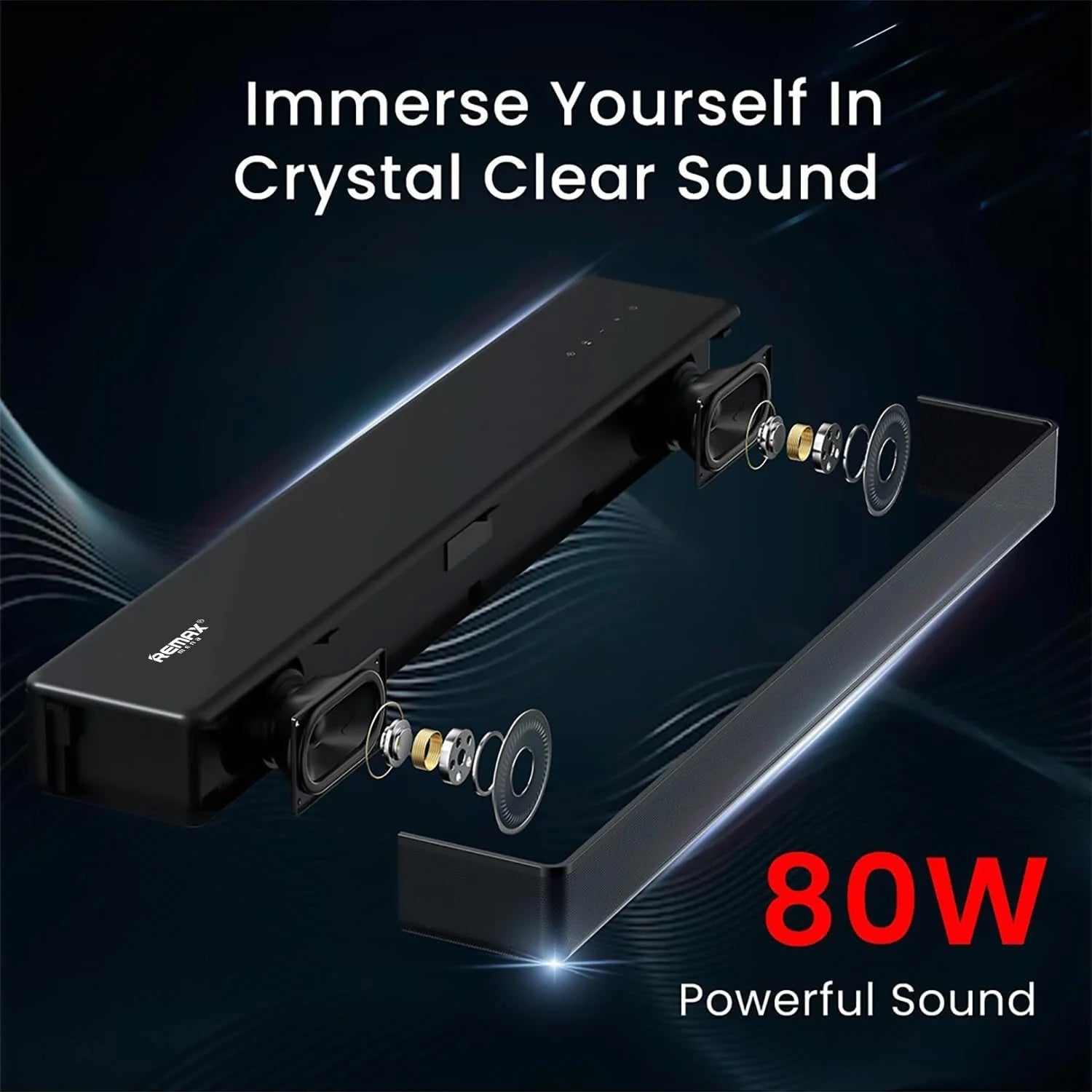 Remax RTS-20 Wireless TV Home Theatre Soundbar — 80W RGB LED Bluetooth Speaker