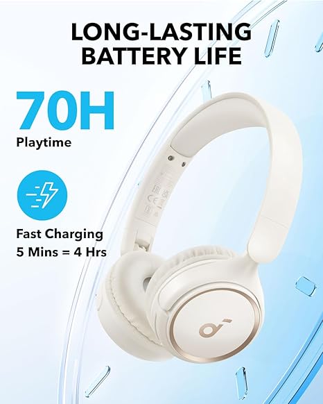 سماعات أذن لاسلكية Soundcore H30i — راحة خفيفة الوزن، صوت نقي
