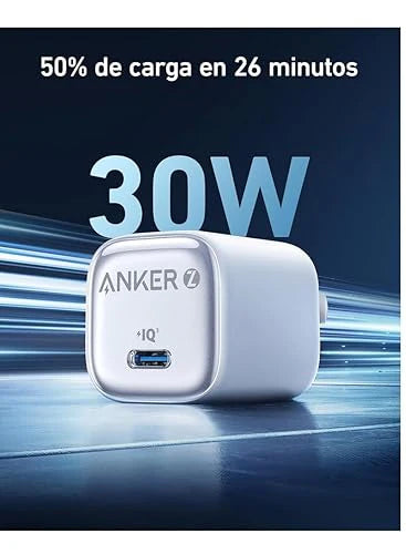 Anker 30W USB-C Fast Charger with 5ft USB-C to USB-C Cable - Nano Technology - Power Delivery (PD) - Foldable Design - Multi-Safety Protection - White/Black