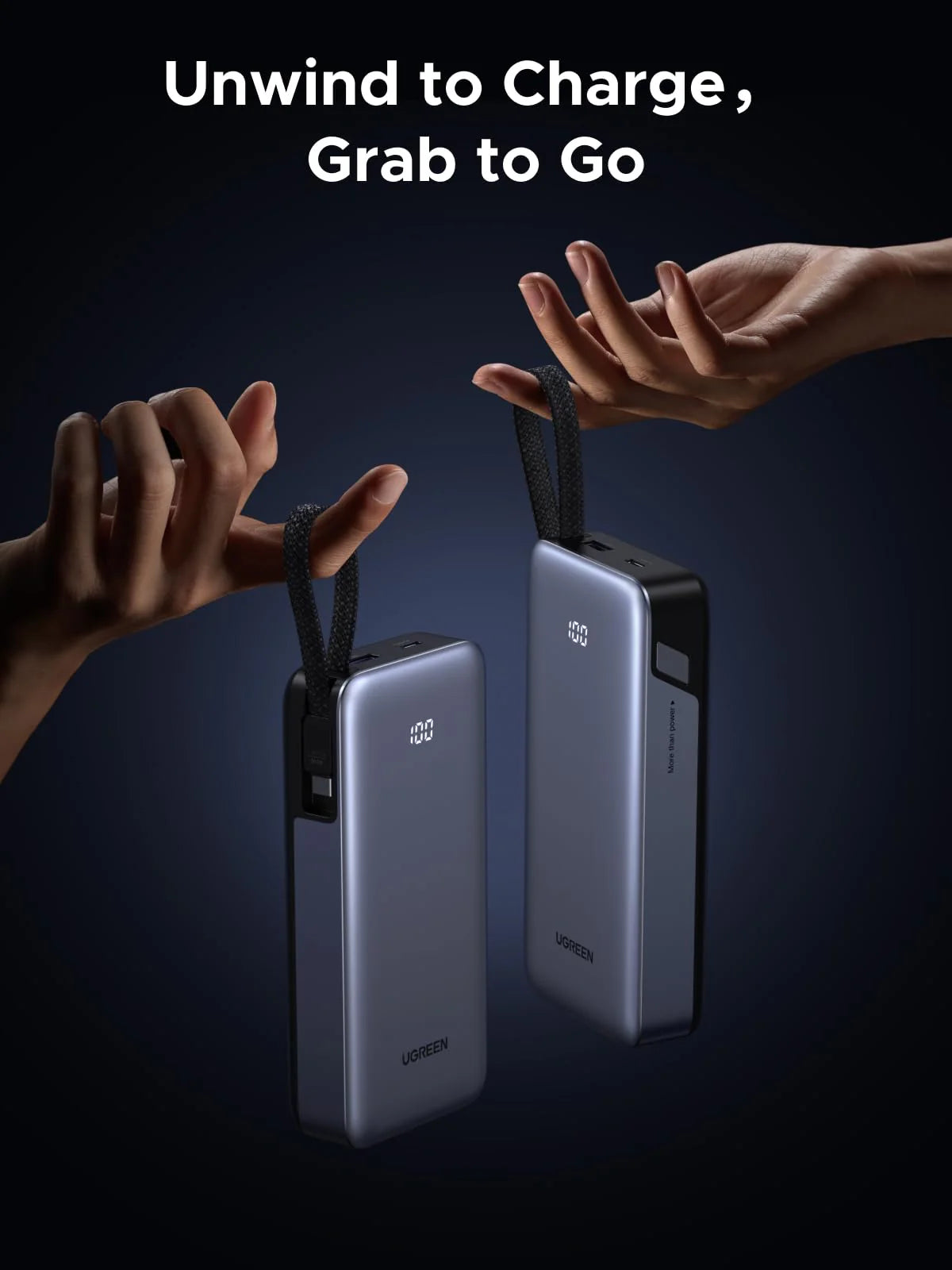 UGREEN Nexode Power Bank 20000mAh 45W Fast Charging with Built-in USB-C Cable