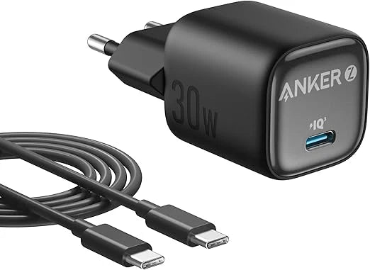 Anker 30W USB-C Fast Charger with 5ft USB-C to USB-C Cable - Nano Technology - Power Delivery (PD) - Foldable Design - Multi-Safety Protection - White/Black