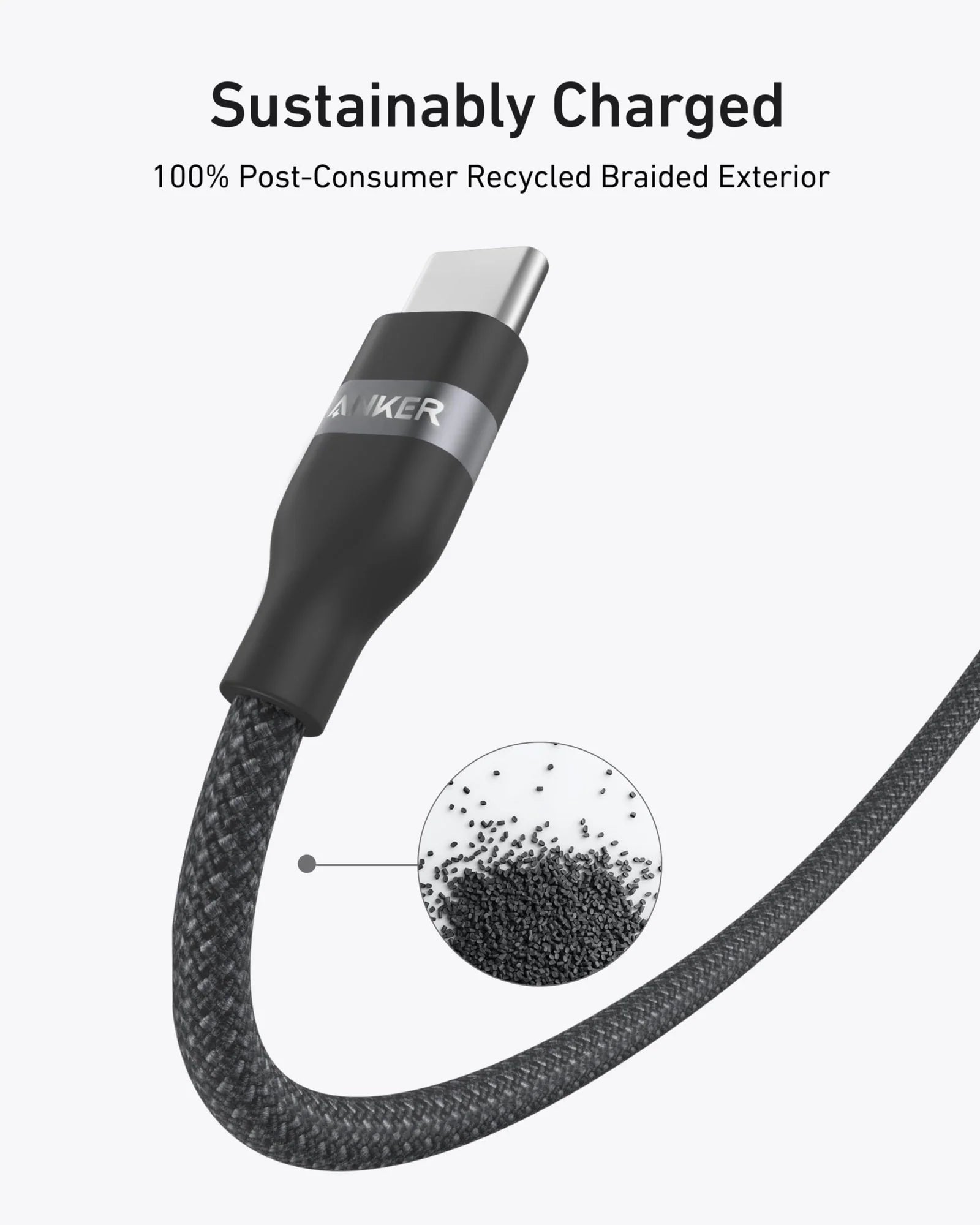 Anker USB-C to USB-C Cable (3 ft / 240W, Upcycled Braided)