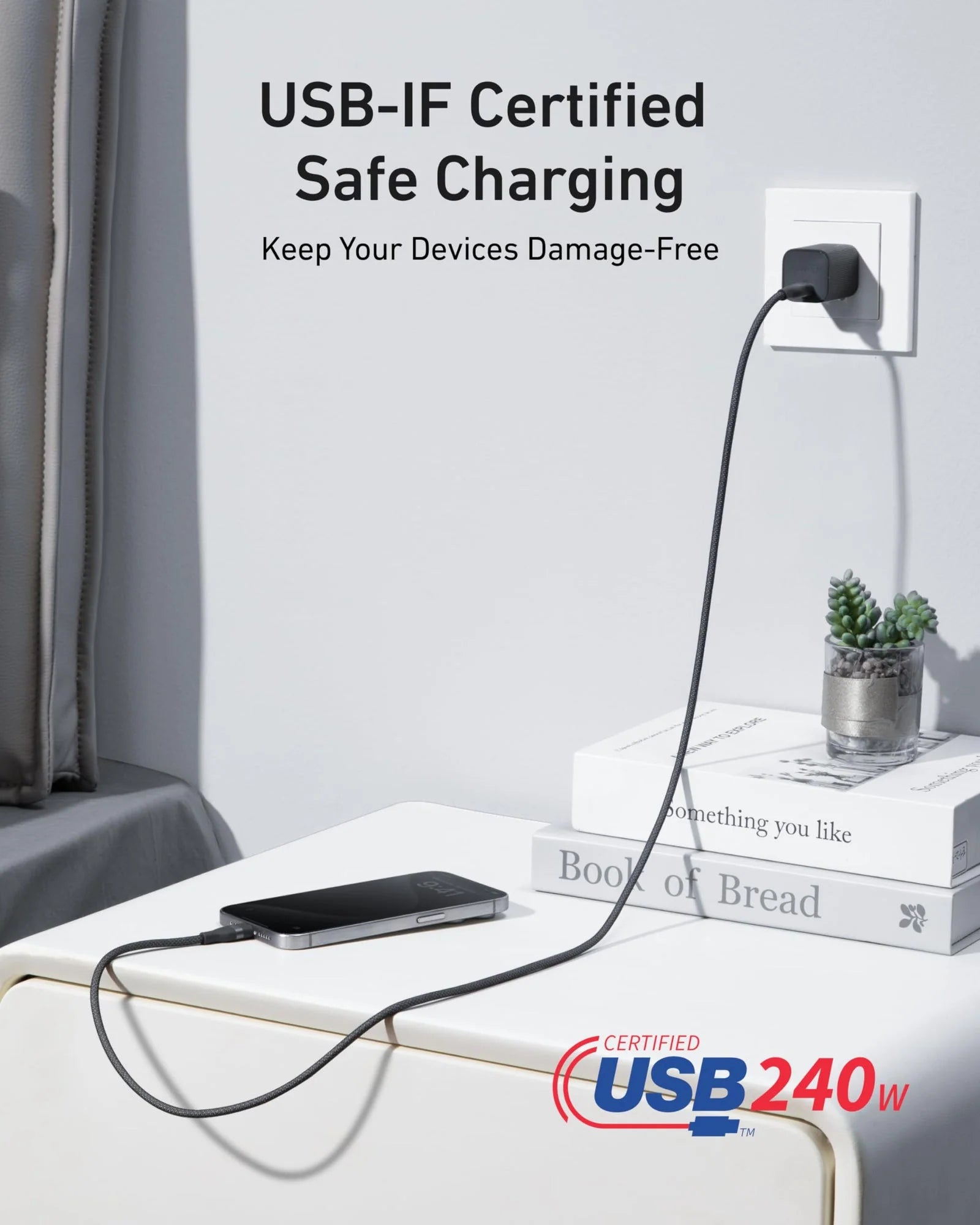 Anker USB-C to USB-C Cable (3 ft / 240W, Upcycled Braided)