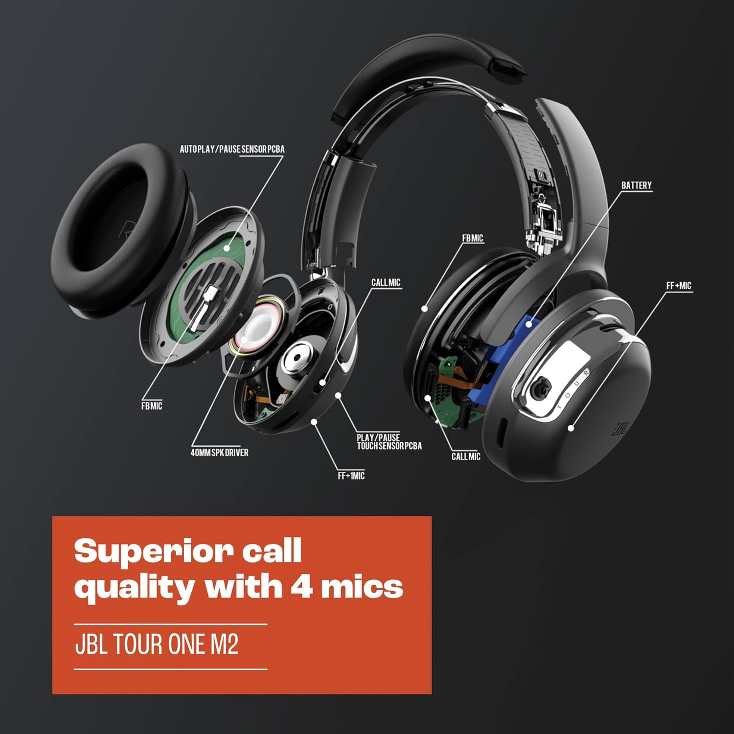 JBL Tour One M2 — Wireless Over-Ear Headphones with Adaptive Noise Cancelling