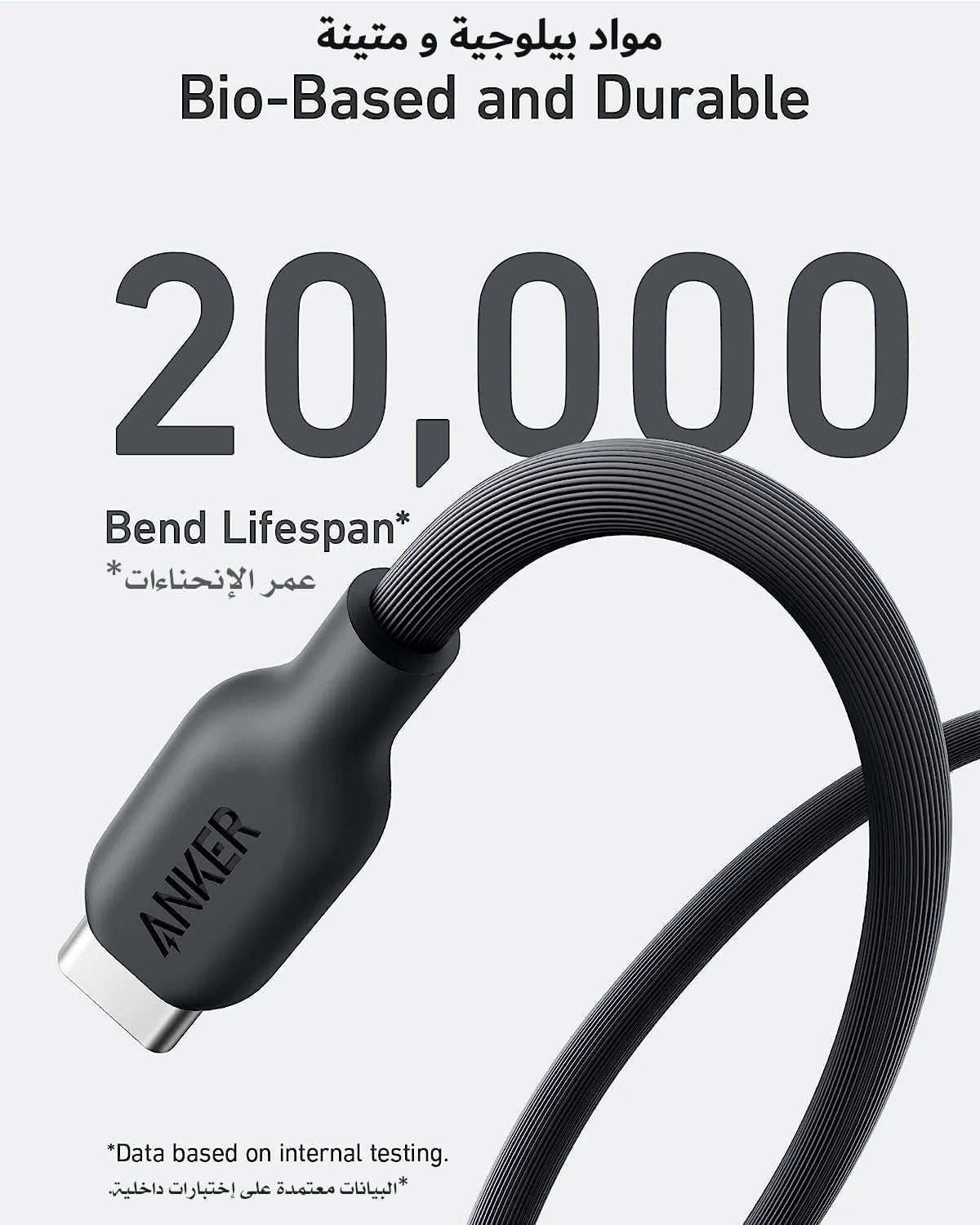Anker 542 USB-C to Lightning Cable (Bio-Based) 90cm — 30W Fast Charge, 20,000 Bends — Black