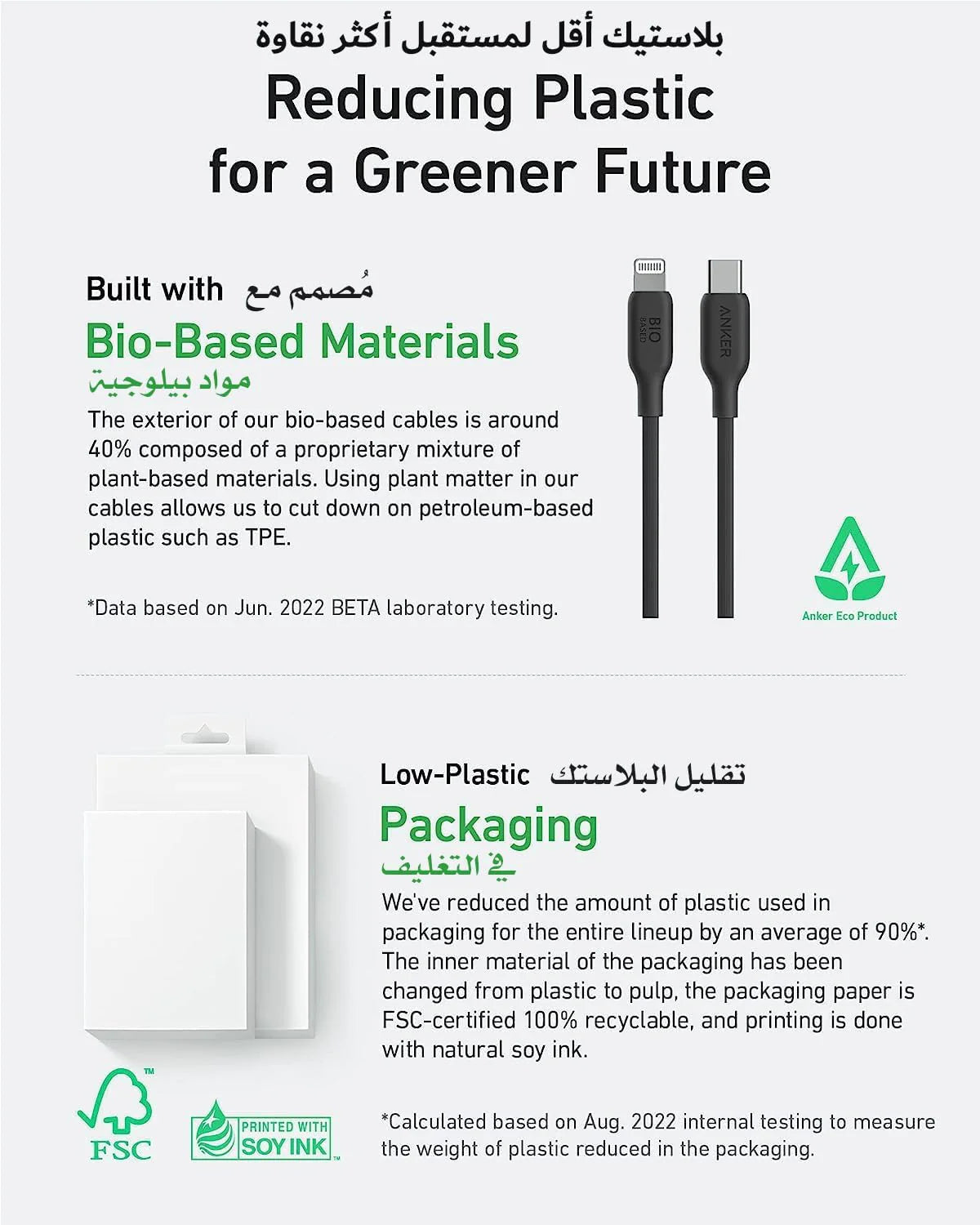 Anker 542 USB-C to Lightning Cable (Bio-Based) 90cm — 30W Fast Charge, 20,000 Bends — Black
