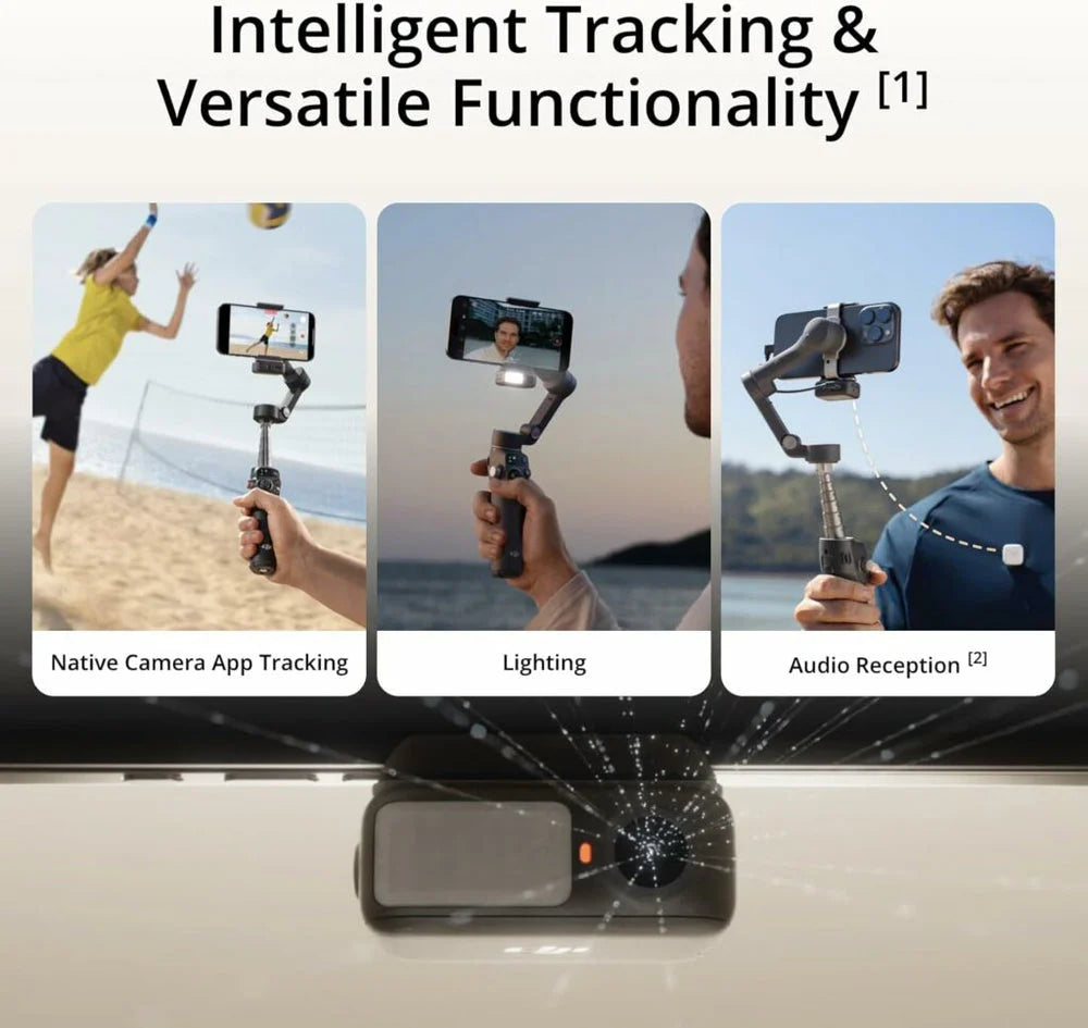 DJI Osmo Mobile 7P Smartphone Gimbal Stabilizer - Integrated Tracking Light - Built-in Mic Support - 3-Axis Stabilization - Foldable Design - Professional Vlogging Kit - Gray