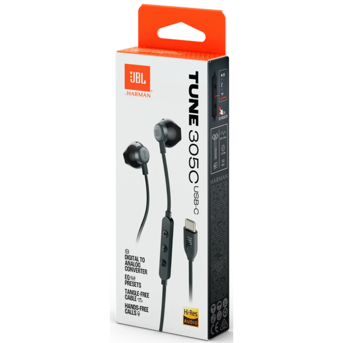 Tune 305C BLK JBL - Headphones with Hi-Res Audio, Black