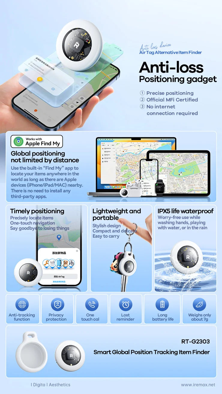 Remax RT-G2303 Smart Anti-Lost Tracker — Bluetooth GPS Finder Device