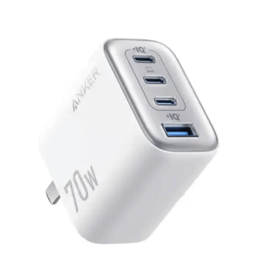 Anker Zolo 70W 4-Port Fast Charger — USB-C & USB-A Wall Adapter (Black & White)