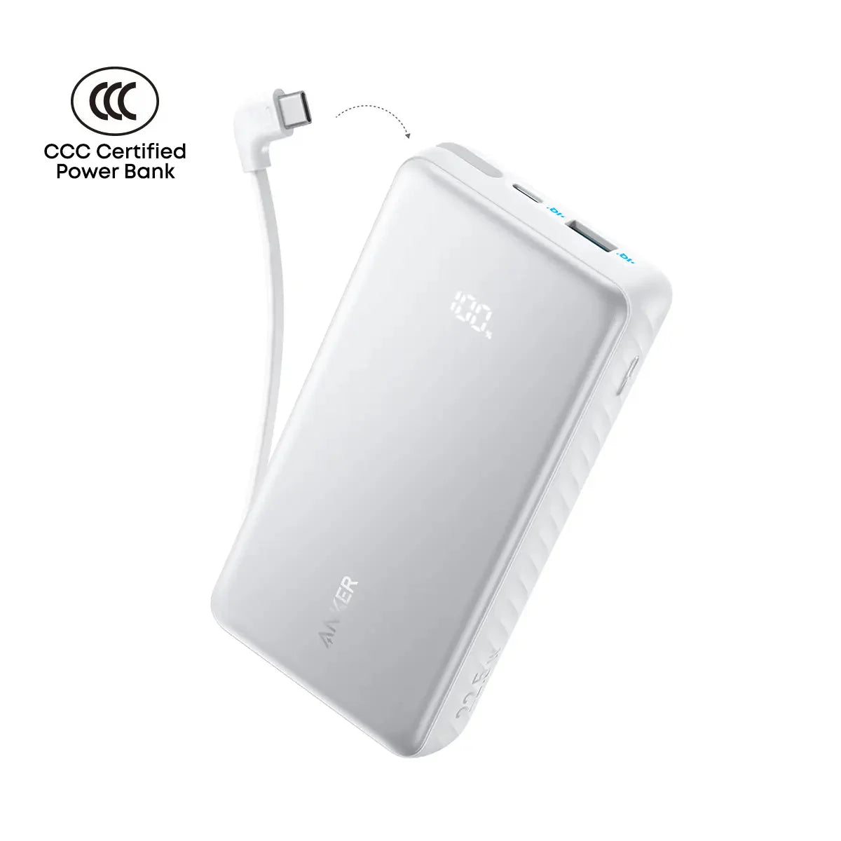أنكر زولو باور بانك 20000 مللي أمبير 22.5 وات – كابل USB-C مدمج شحن سريع