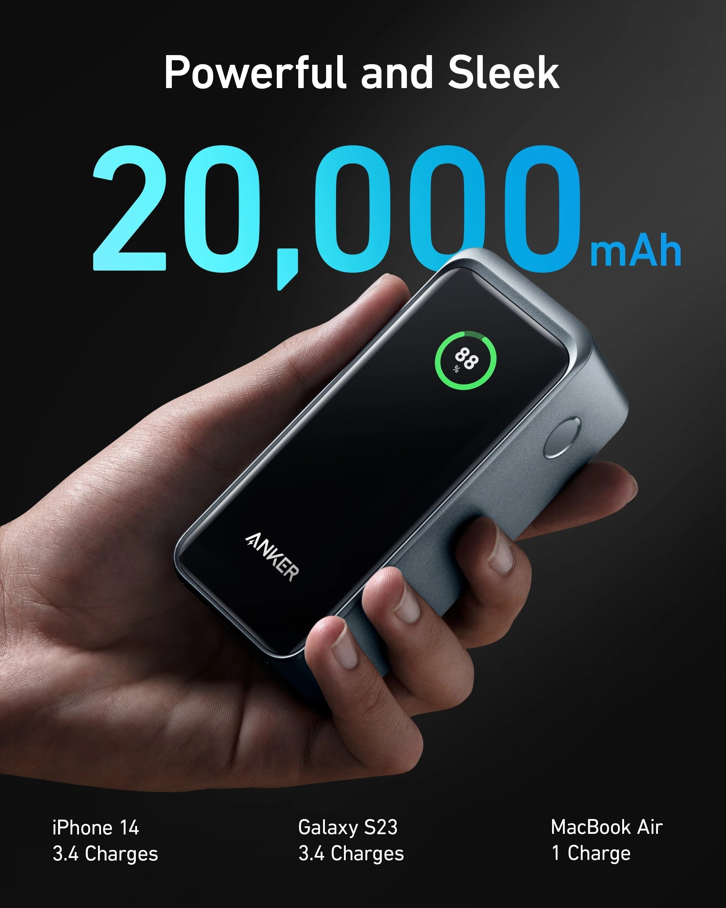 Anker Prime 20,000mAh Power Bank (200W), Ultra-High Capacity Portable Charger with 200W Total Output, 100W Fast Self-Recharge & Smart Digital Display (A1336)