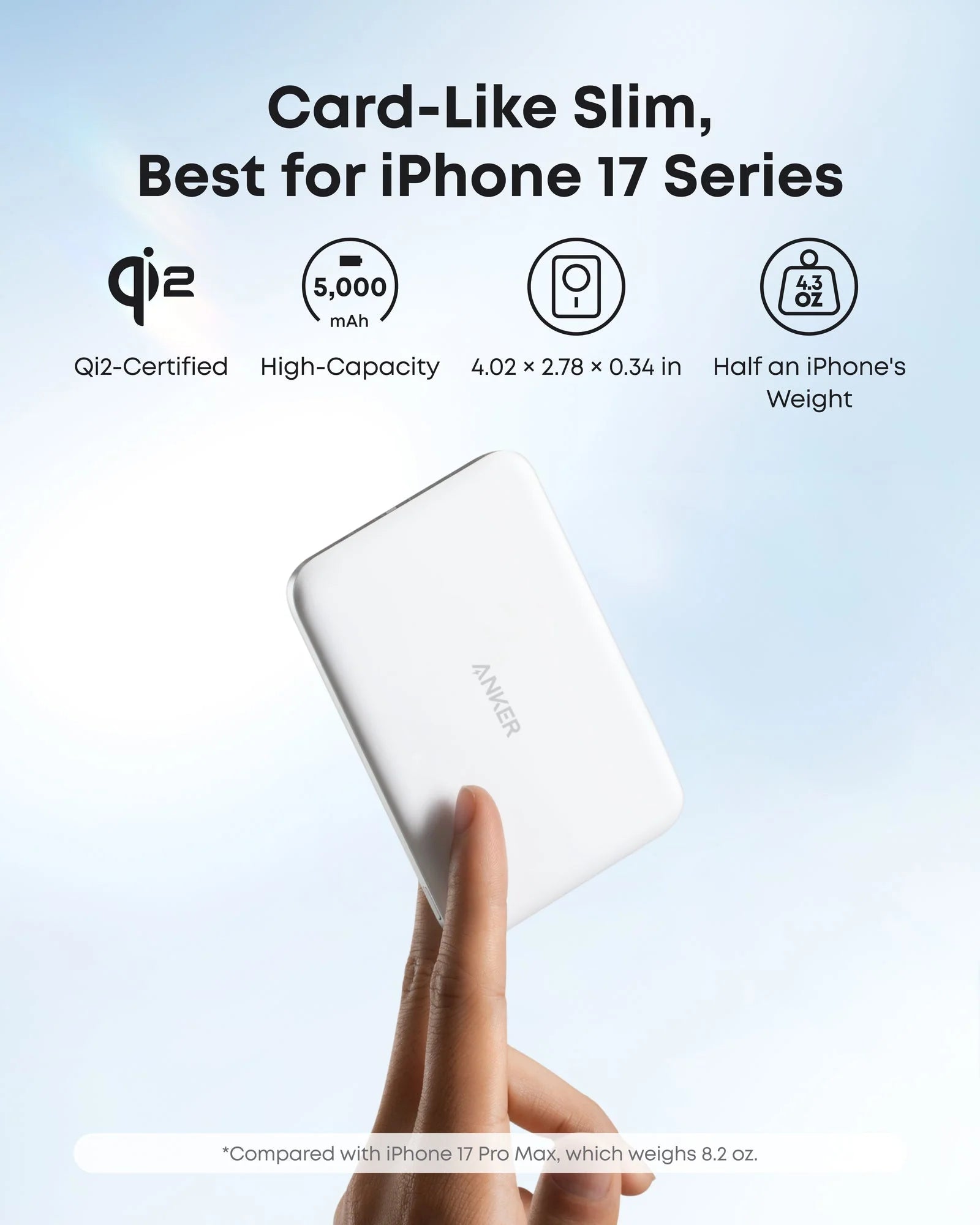 Anker MagGo Power Bank 5K Slim Qi2 15W Wireless Charger Ultra Thin Magnetic Portable Power Bank