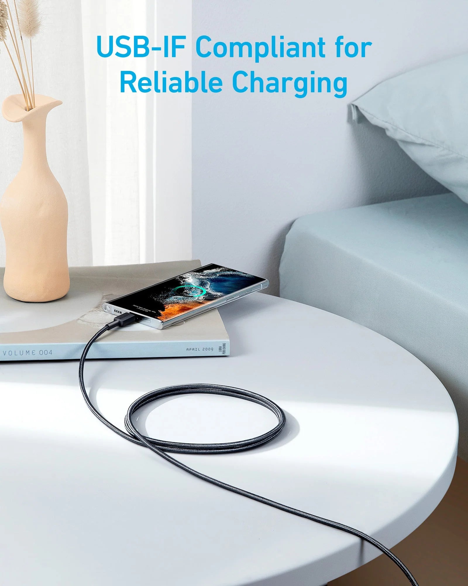 Anker 322 PowerLine USB-C to USB-C Fast Charging Cable (60W, Braided, Durable,3ft)