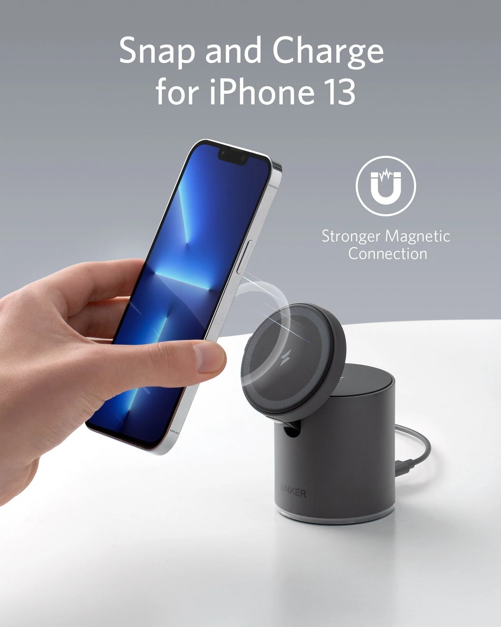 Anker 623 MagGo 2-in-1 Magnetic Wireless Charging Station with USB-C Cable