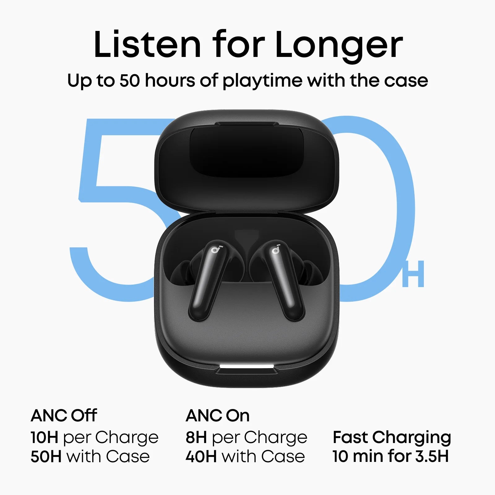 Soundcore R60i NC Adaptive Noise Cancelling Earbuds - 42dB ANC - 6 Mics for Clear Calls - 42 Hours Playtime - Hi-Res Wireless Audio - IP54 Waterproof - Black
