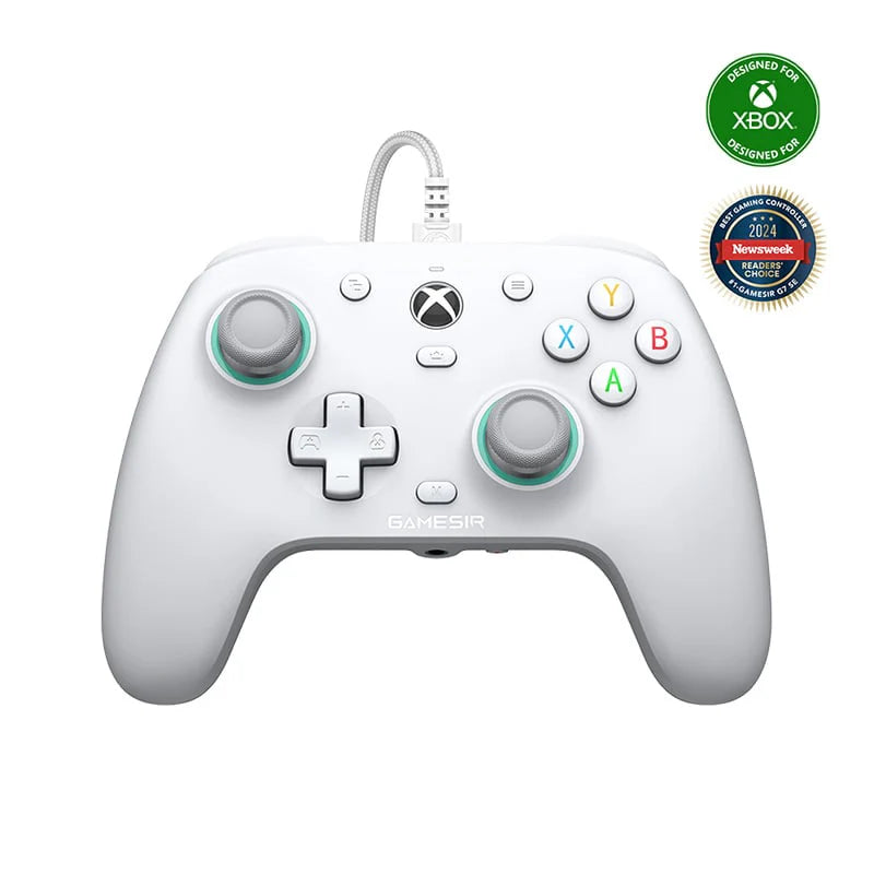 وحدة تحكم GameSir G7 SE سلكية لأجهزة Xbox والكمبيوتر الشخصي - عصا التحكم والمحفزات ذات تأثير هول - لوحة وجه قابلة للتخصيص - مقبس صوت 3.5 ملم - أبيض