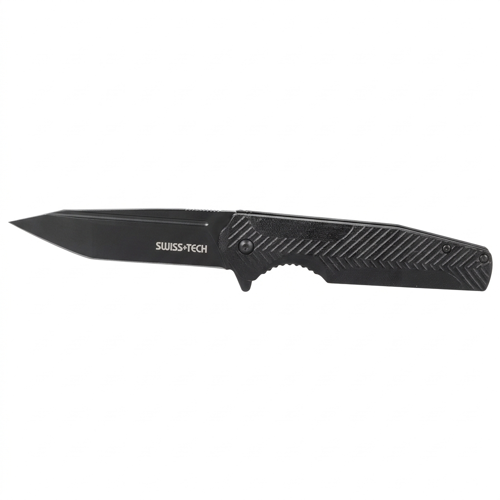 Swiss+Tech ST014023 Assist-Opening Folding Pocket Knife - Ultra-Sharp Stainless Steel Blade & Heavy-Duty Polished Steel Handle