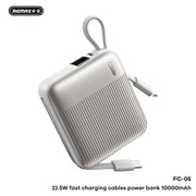 Remax Smart Power Bank - 10,000mAh Capacity, 22.5W Fast Charging with Built-In Cable