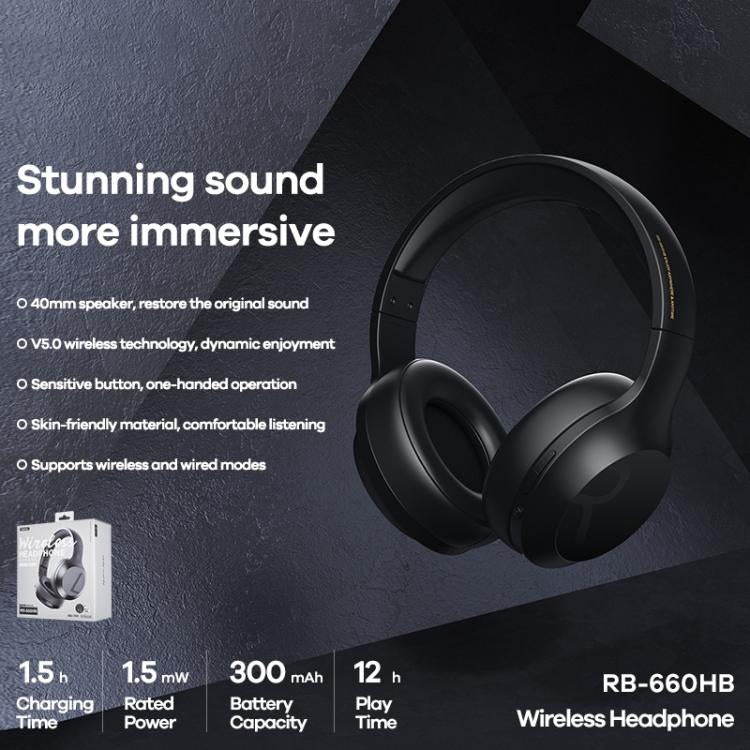 Remax RB-100HB Wireless Foldable Over-Ear Bluetooth Headphones
