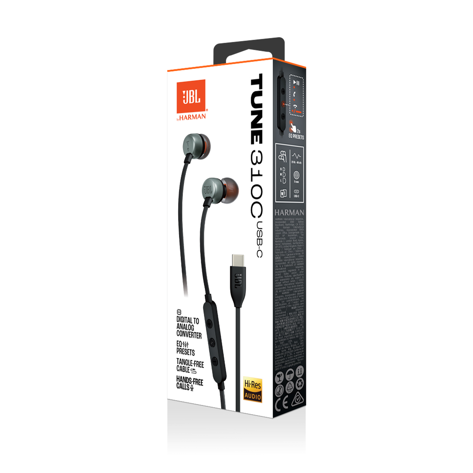 JBL Tune 310C USB-C Wired Earphones — Pure Bass Sound with Digital USB-C Audio
