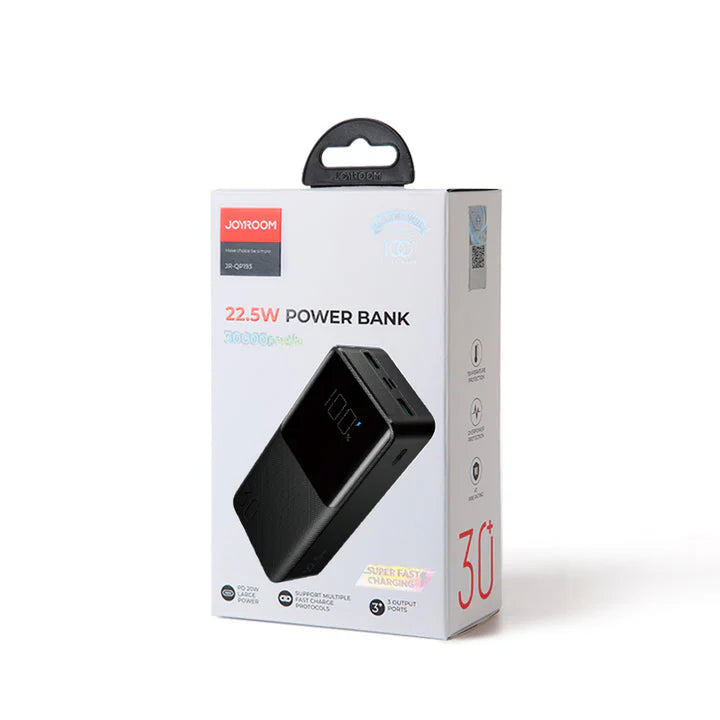 Joyroom JR-QP193 باور بانك شحن سريع 22.5 واط 30000 مللي أمبير مع شاشة LCD