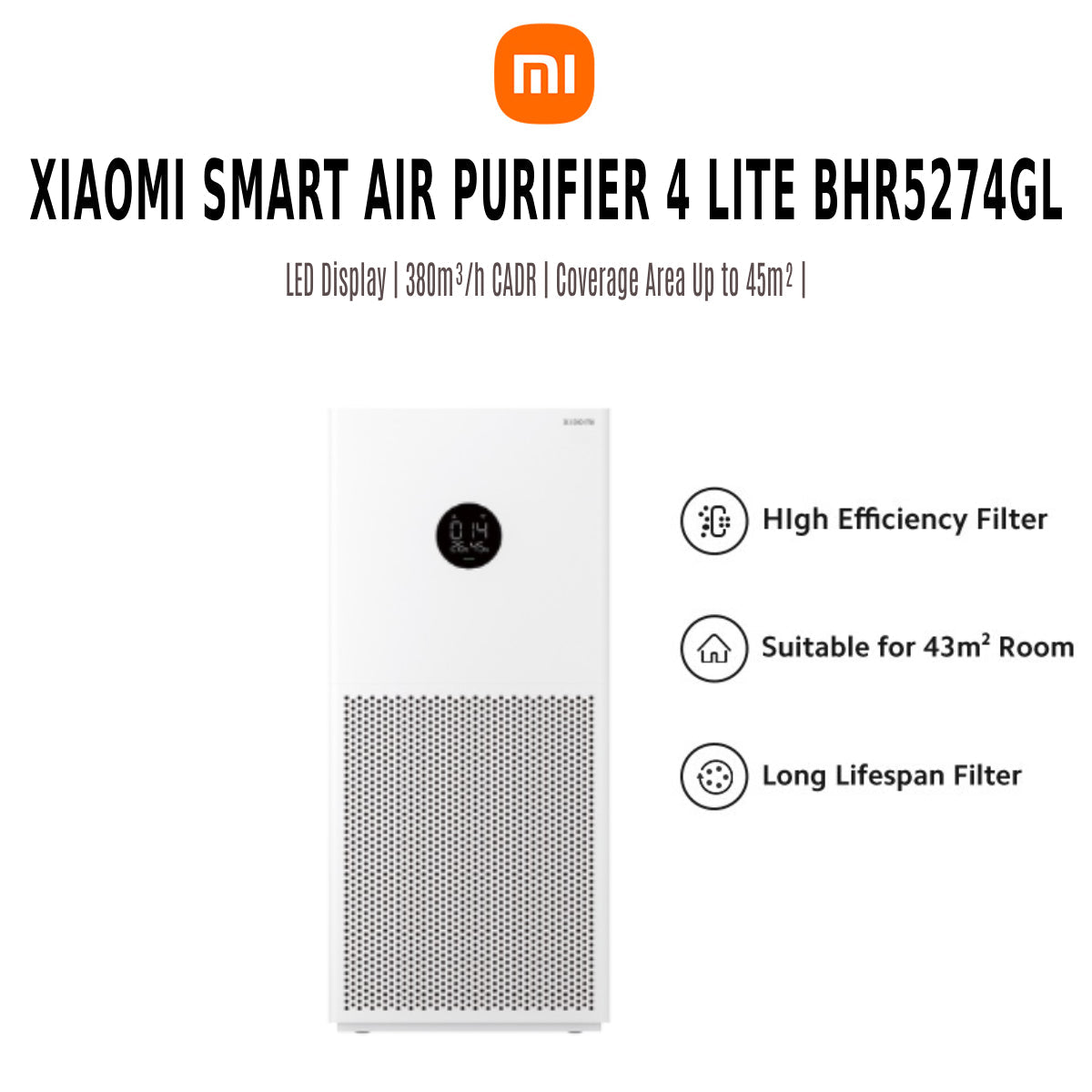 جهاز تنقية الهواء الذكي Xiaomi Smart Air Purifier 4 Lite — هواء نقي ذكي لحياة يومية أفضل