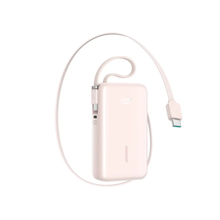جيروم JR-PR2 ميني باور بانك 35 واط سعة 10000 مللي أمبير مع كيبل USB-C قابل للسحب