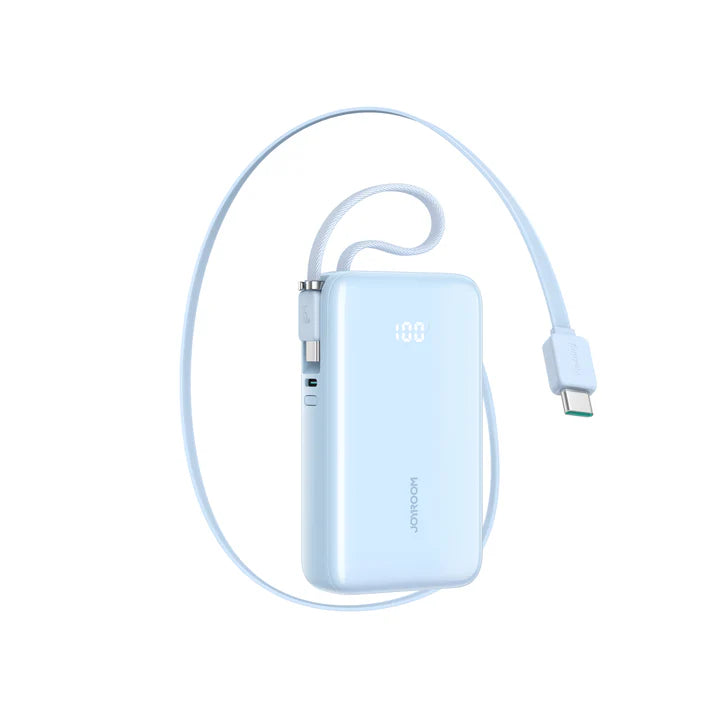 JR-PR2L باور بانك صغير 35 واط مع كابل تايب سي قابل للسحب مدمج وكابل USB-L مدمج 10000 مللي أمبير/ساعة