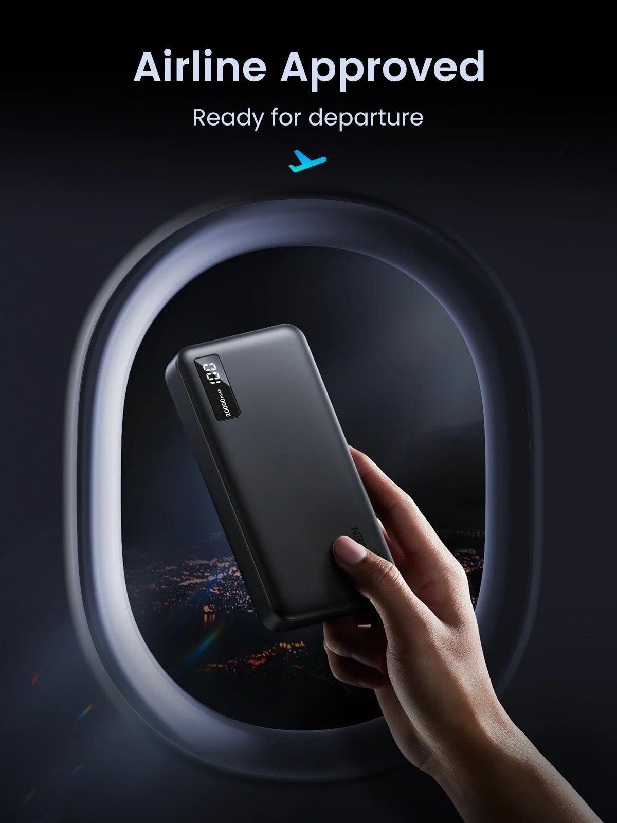 UGREEN 20,000mAh Power Bank - 20W PD Two-Way Fast Charging - USB-C & Dual USB-A Ports - High Capacity Portable Charger - Black