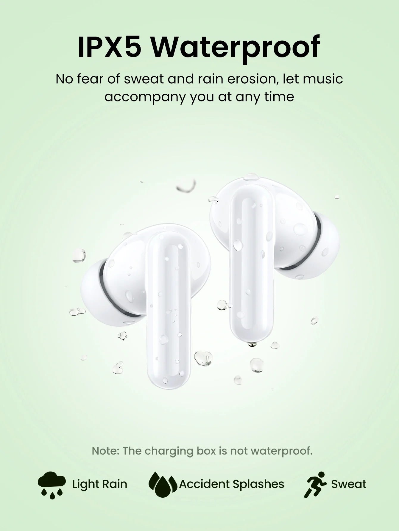 UGREEN HiTune P3 True Wireless Earbuds - Bluetooth 5.2 - IPX5 Waterproof - Low Latency Gaming Mode - Dual Mic Noise Reduction - White