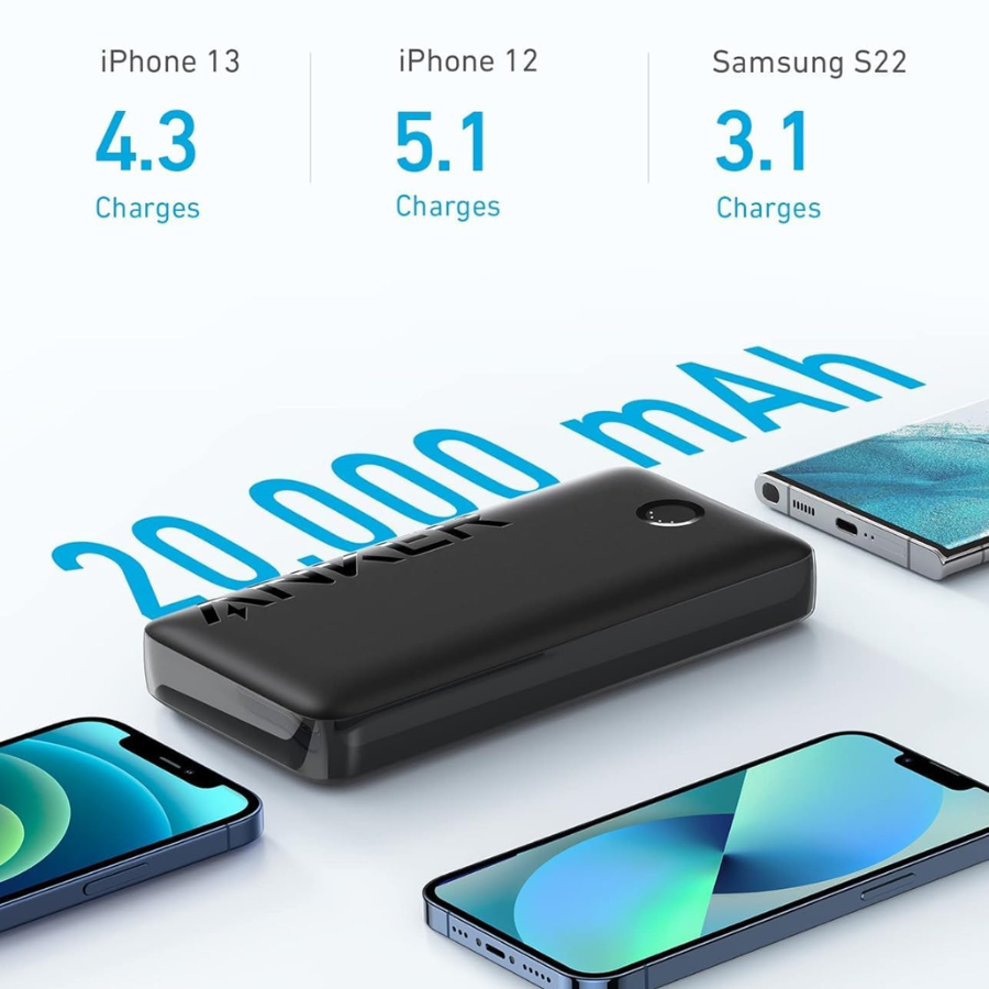 Anker 326 Power Bank (PowerCore 20K) - 20,000mAh Battery Capacity, 15W Output, Dual Port Charging, MultiProtect Safety System