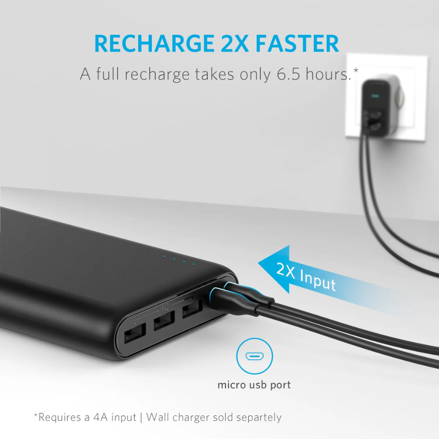 Anker PowerCore 26800 Power Bank - Massive 26,800mAh Capacity, Triple Port Charging, Dual Input Fast Recharge, PowerIQ Technology