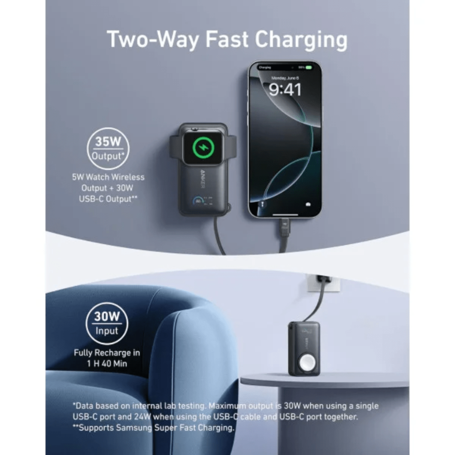 Anker MagGo Power Bank 10,000mAh (A1657H1) - Compatible Wireless Charging with 35W USB-C PD