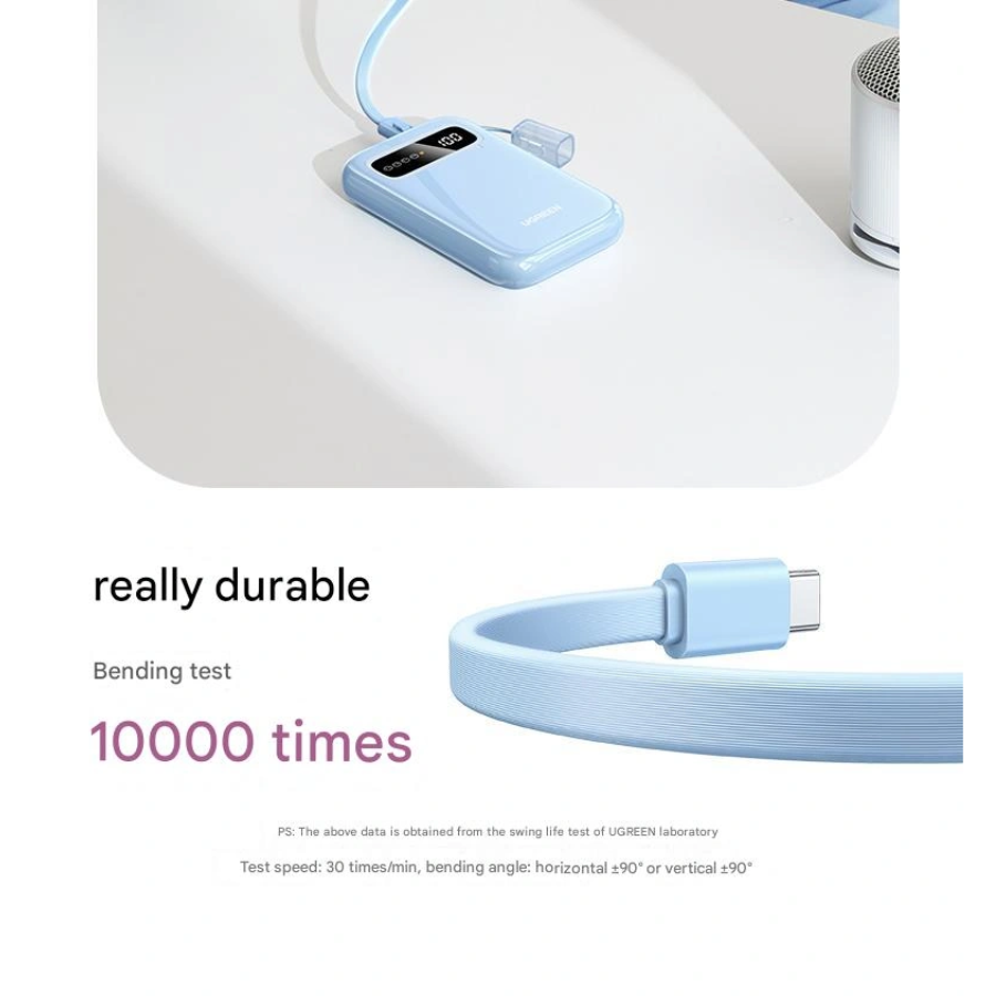 Ugreen 10,000mAh Portable Power Bank (PB522) - 20W PD Fast Charging with USB-C to USB-C Cable