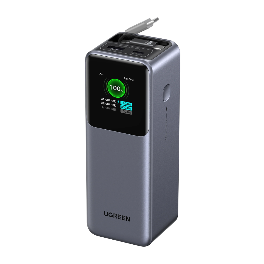بنك الطاقة يوجرين نكسود 20,000mAh (PB721) - إجمالي خرج 165 واط مع كابل USB-C قابل للسحب وشاشة ذكية