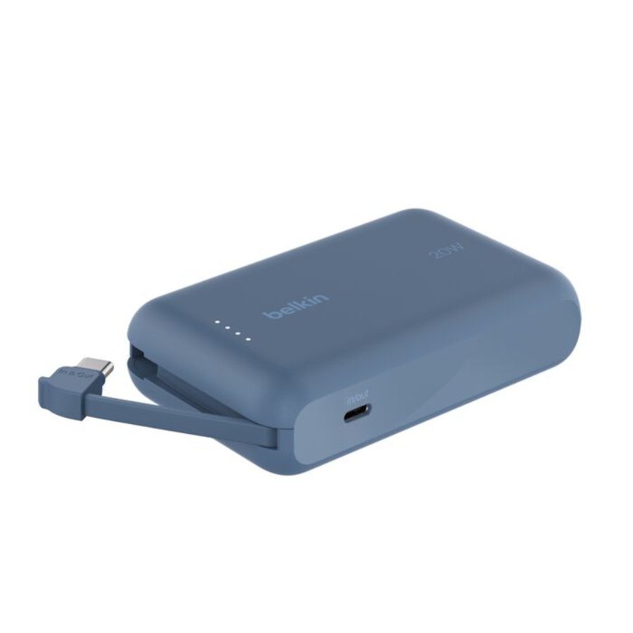 Belkin 10,000mAh Power Bank with Integrated USB-C Cable Portable Fast Charging Battery Pack