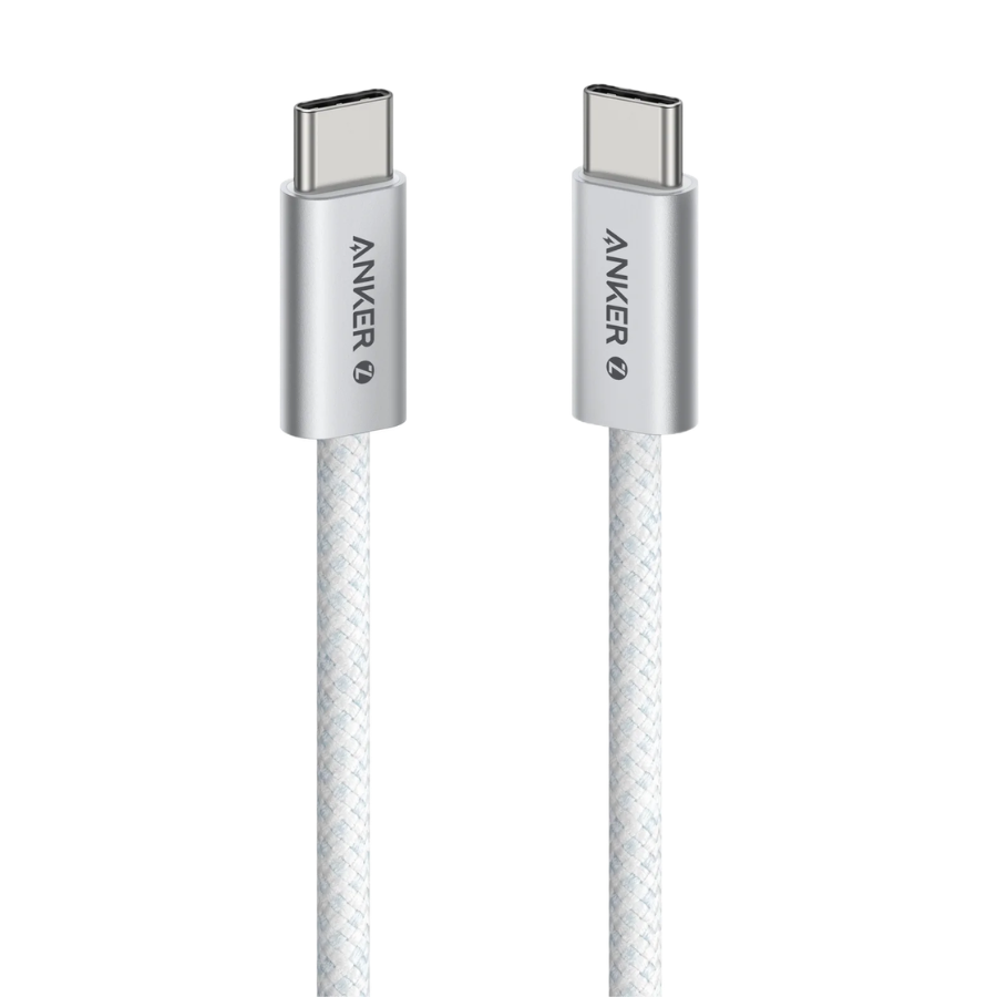 Anker Zolo USB-C to USB-C Fast Charging Cable - 1.5m (5ft) Length, Durable Nylon Braided, High-Speed Power Delivery - White
