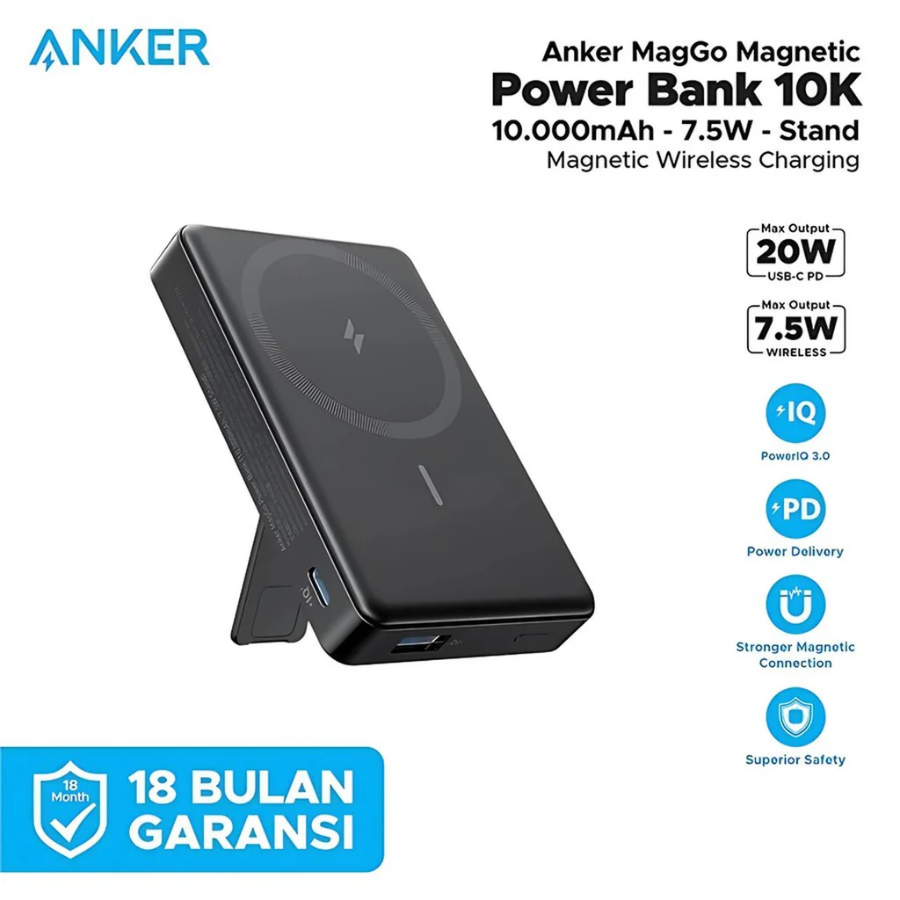 Anker MagGo Ultra-Slim Power Bank 10,000mAh - 15W Fast Wireless Charging, MagSafe Compatible, and Ultra-Thin Design