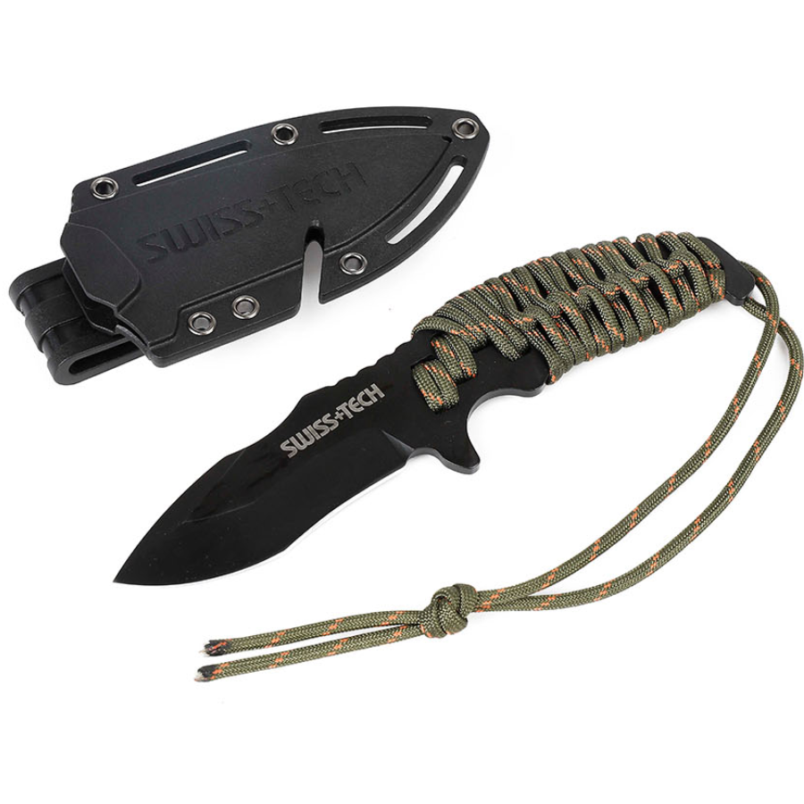 Swiss Tech camping Fixed Blade Knife ST011005- High-Quality Stainless Steel, Rugged Design for Heavy Duty & Outdoor Use with Protective Sheath