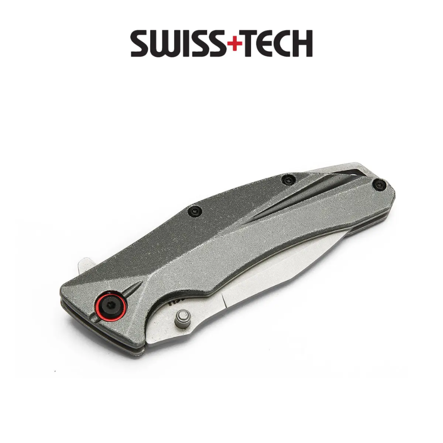 Swiss Tech Aluminum Serrated camping knife ST014005 - Stainless Steel Blade, Lightweight Durable Handle for Everyday Carry (EDC) & Outdoor